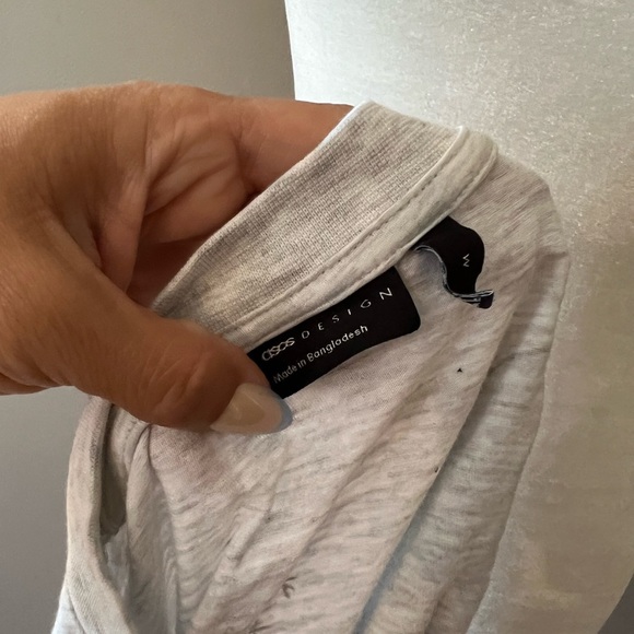 ASOS Design Marled Light Gray Graphic Tee - Picture 4 of 4